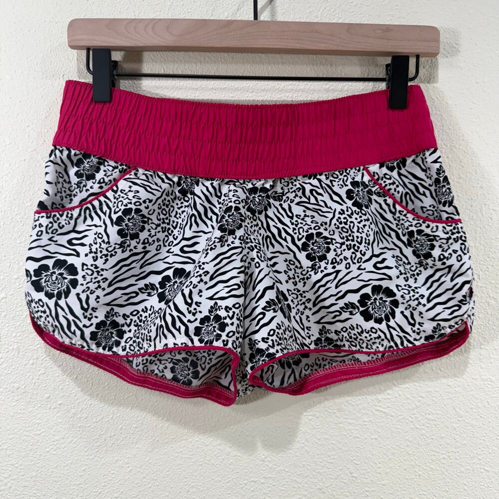 Y2k Black Pink Floral Animal Print Pull On Shorts Gyaru Trashy Coconut Girl S